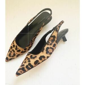NWOB Ann Taylor Leopard Calf Hair Slingback Kitten Heel Pumps 5.5